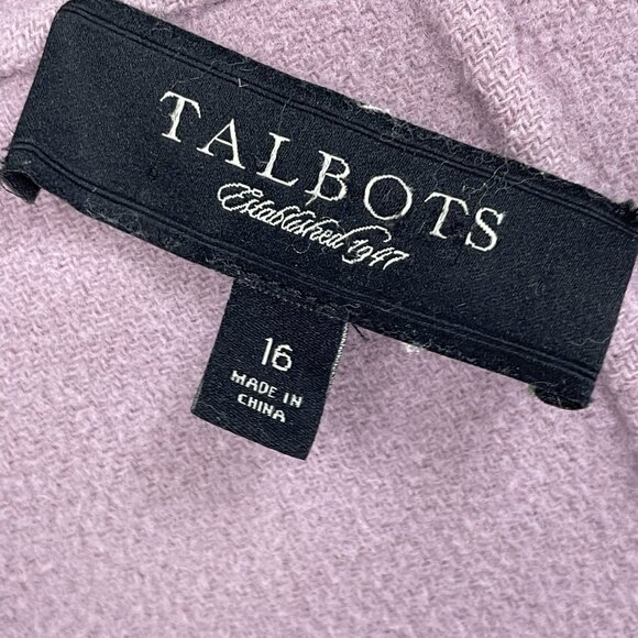 Talbots Purple Wool Blend Snapped Ruffle Closure Jacket Pockets Unlined Size 16 - Picture 3 of 14